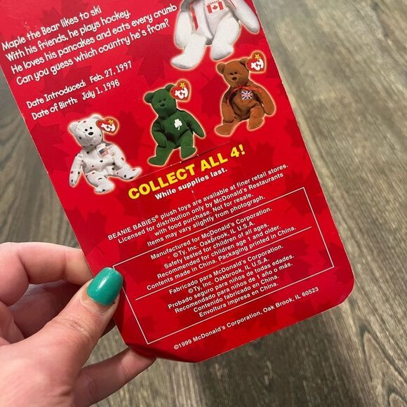 TY Ronald McDonald House Charity Teenie Beanie 1999 Maple The Bear Cream - Picture 5 of 6
